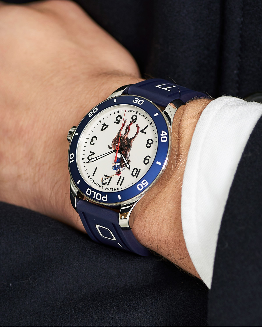 Herr | Polo Ralph Lauren 42mm Automatic Pony Player White Dial/Blue Bezel | Polo Ralph Lauren | 42mm Automatic Pony Player White Dial/Blue Bezel