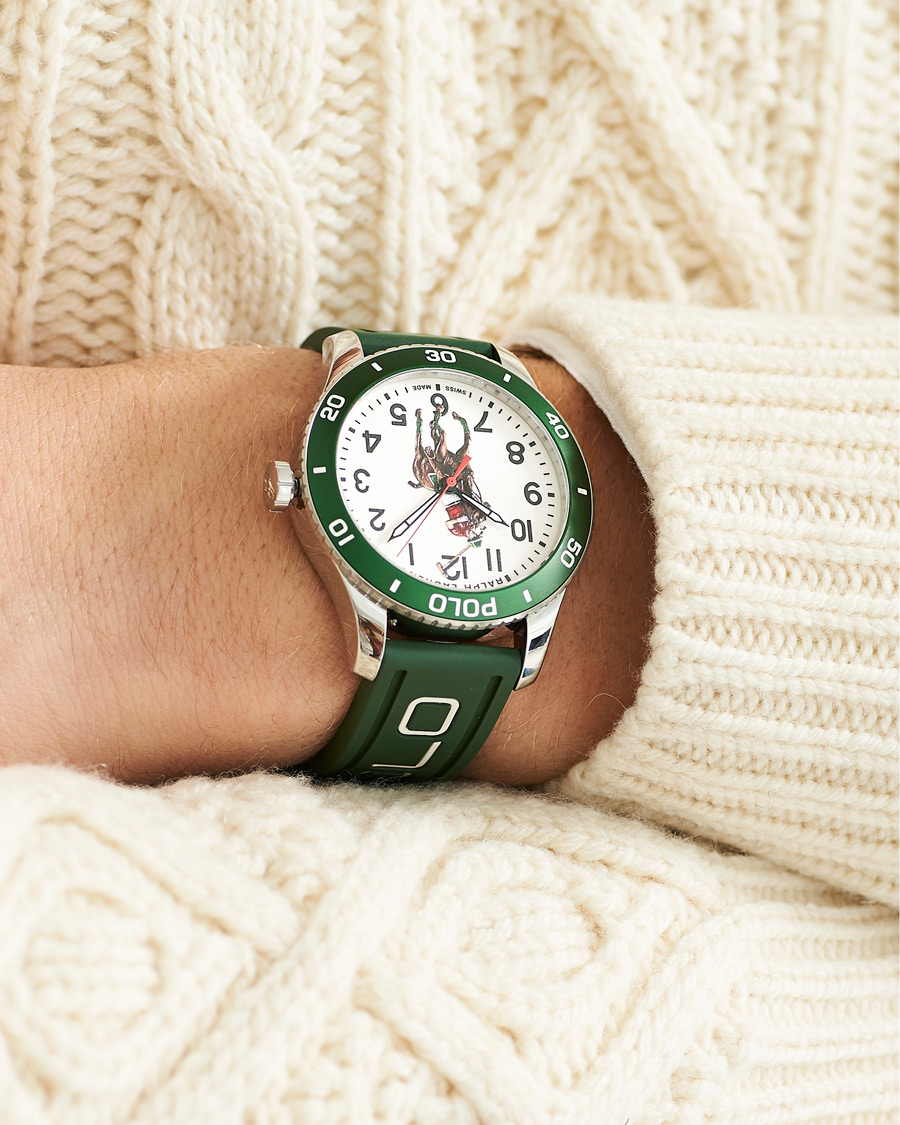 Herr | Polo Ralph Lauren 42mm Automatic Pony Player White Dial/Green Bezel | Polo Ralph Lauren | 42mm Automatic Pony Player White Dial/Green Bezel