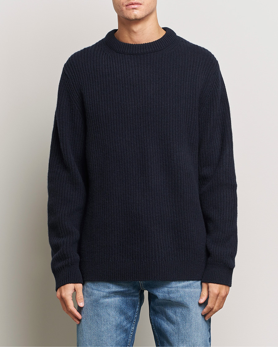 Herr | Nudie Jeans | Nudie Jeans | August Wool Rib Knitted Sweater Navy