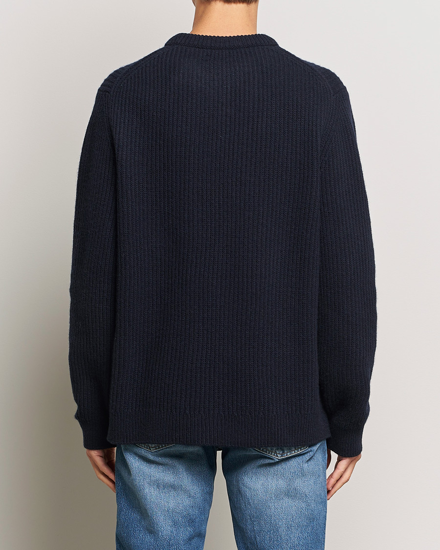 Herr | Tröjor | Nudie Jeans | August Wool Rib Knitted Sweater Navy