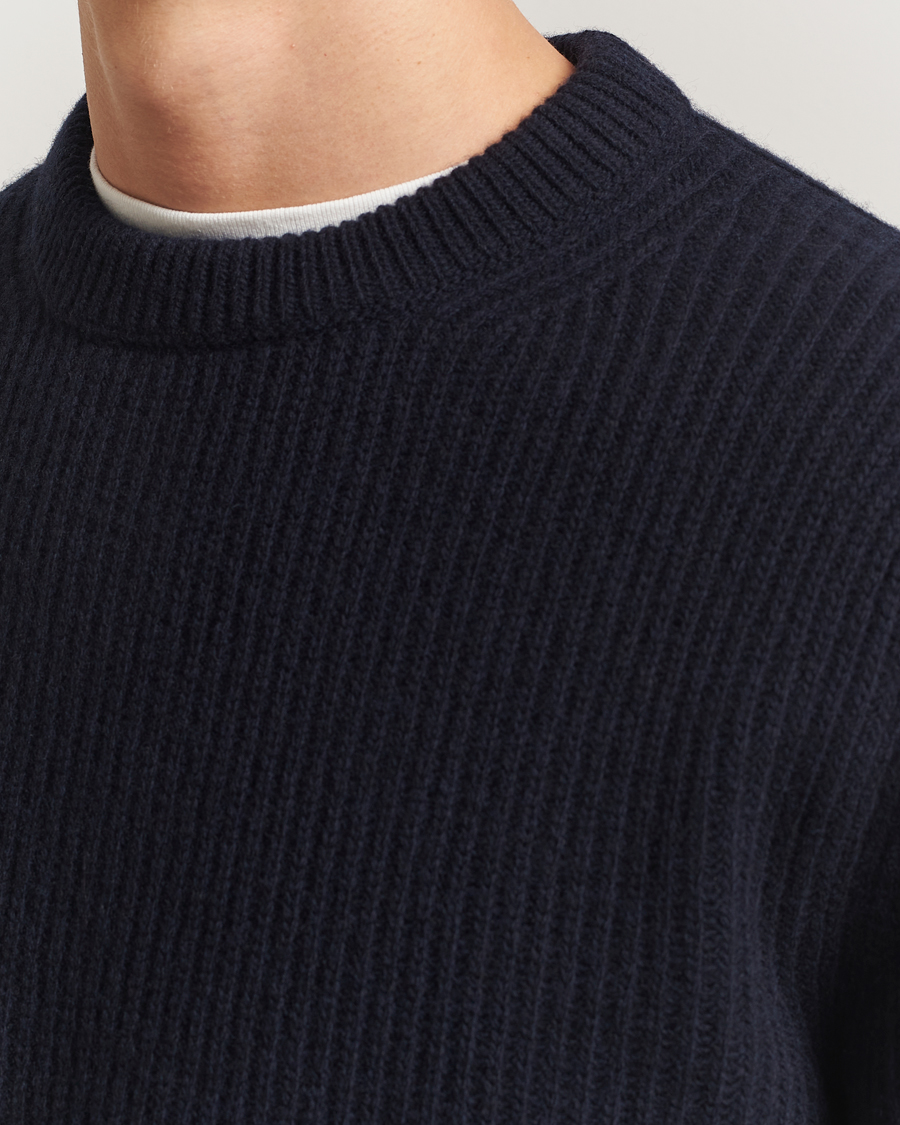 Herr | Tröjor | Nudie Jeans | August Wool Rib Knitted Sweater Navy