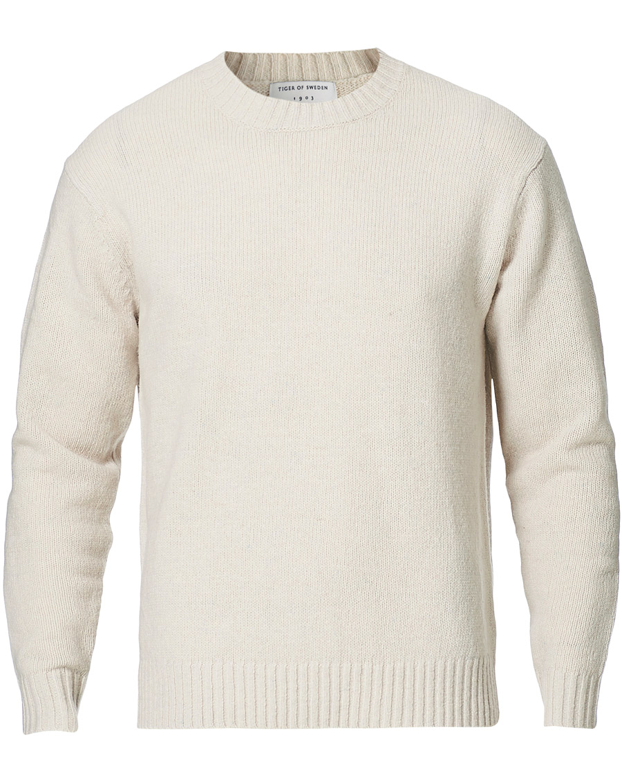 Herr | Tröjor | Tiger of Sweden | Danzon Recycle Wool Knitted Crew Neck Buttercreme
