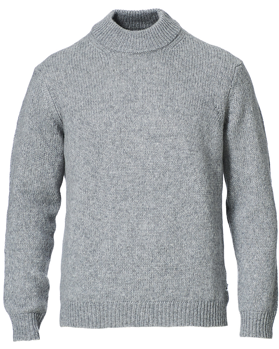 Herr | Tröjor | NN07 | Nick Knitted Merino Mock Neck Grey Mel