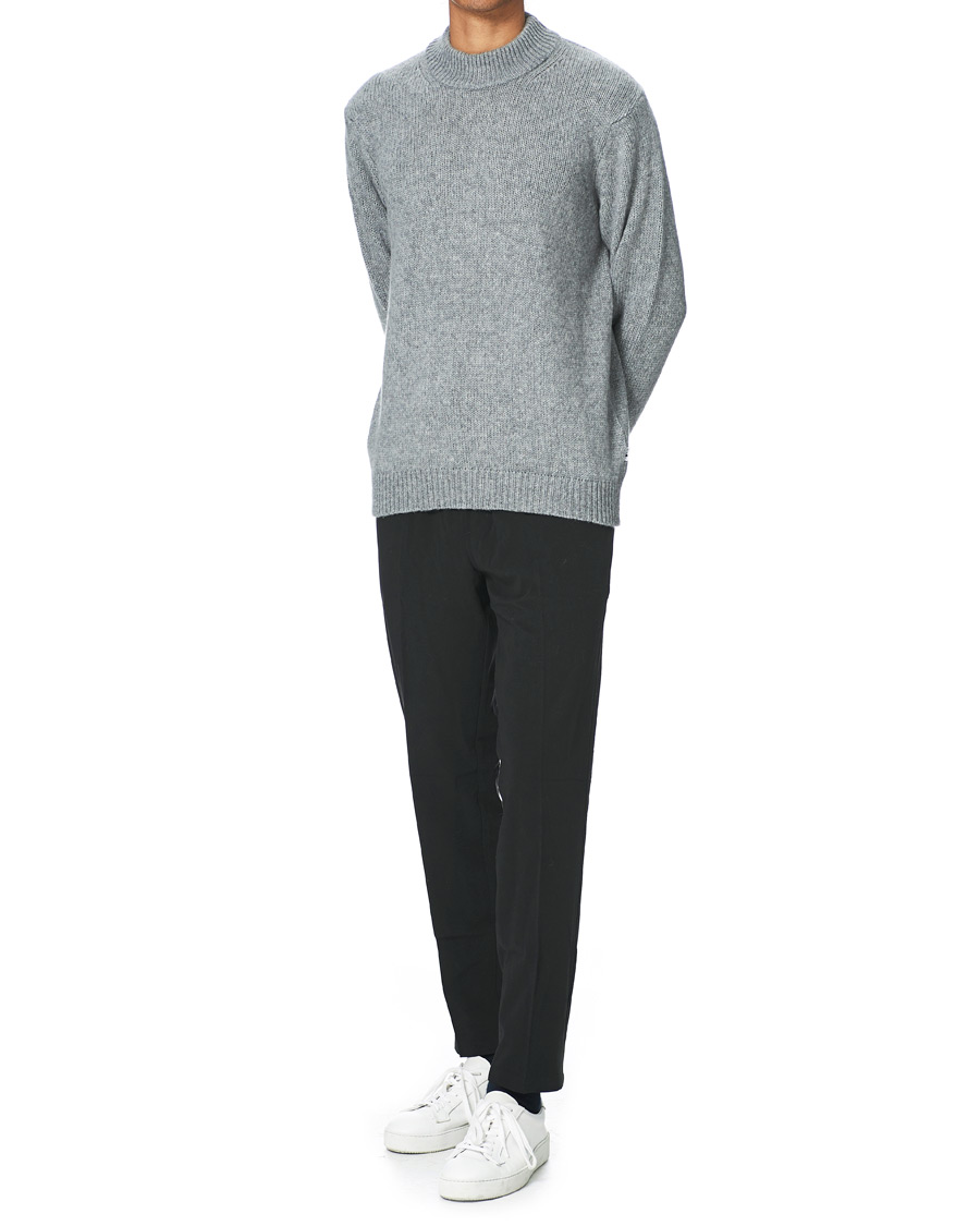 Herr | Tröjor | NN07 | Nick Knitted Merino Mock Neck Grey Mel