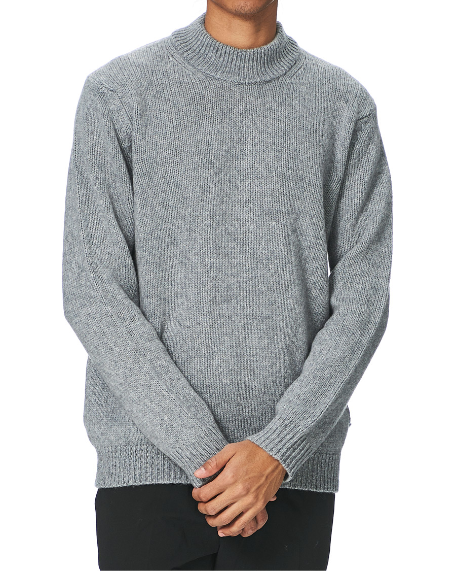 Herr | Tröjor | NN07 | Nick Knitted Merino Mock Neck Grey Mel