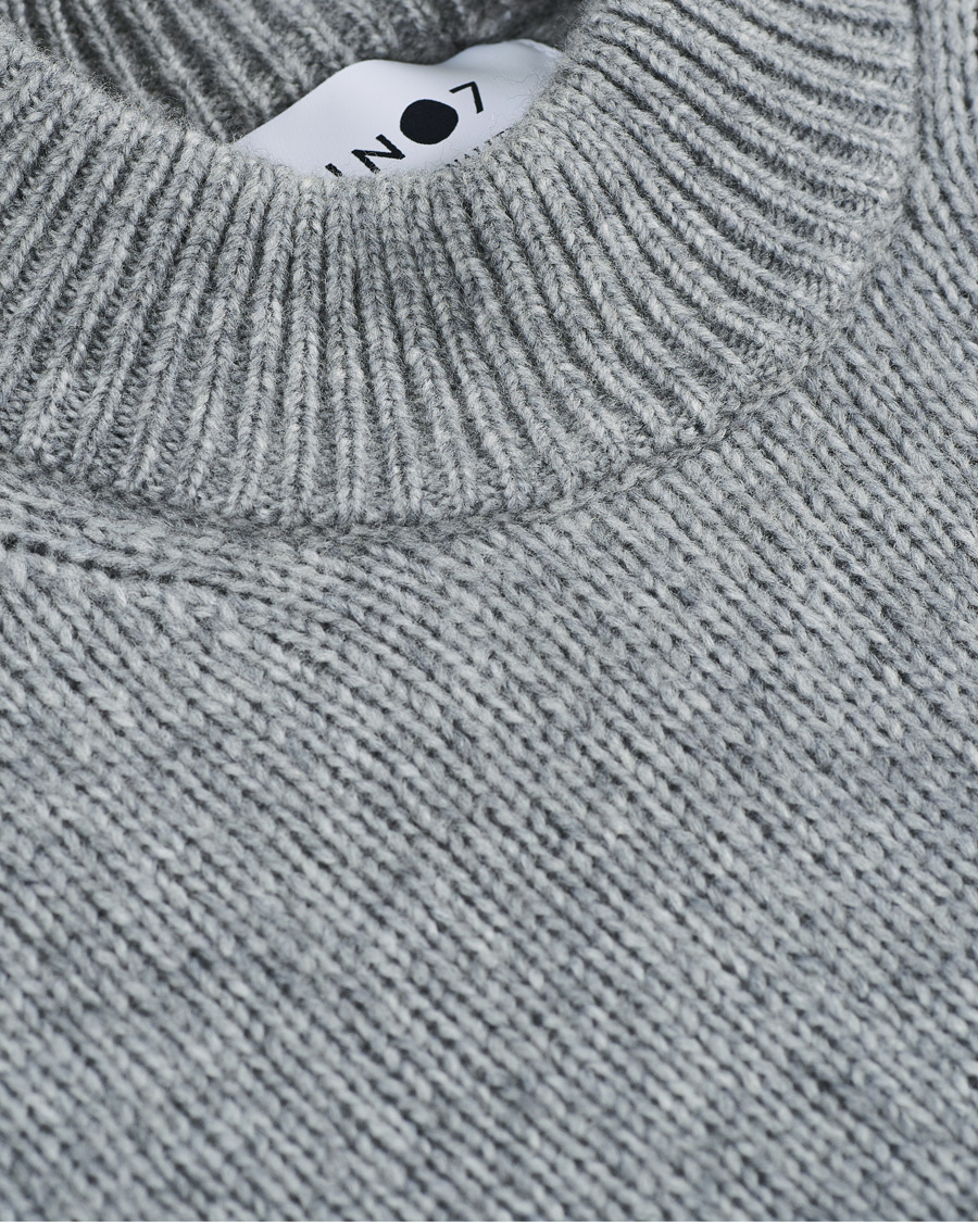 Herr | Tröjor | NN07 | Nick Knitted Merino Mock Neck Grey Mel