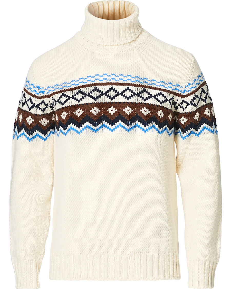 Herr | Tröjor | NN07 | Stein Fair Isle Wool Rollneck Ecru