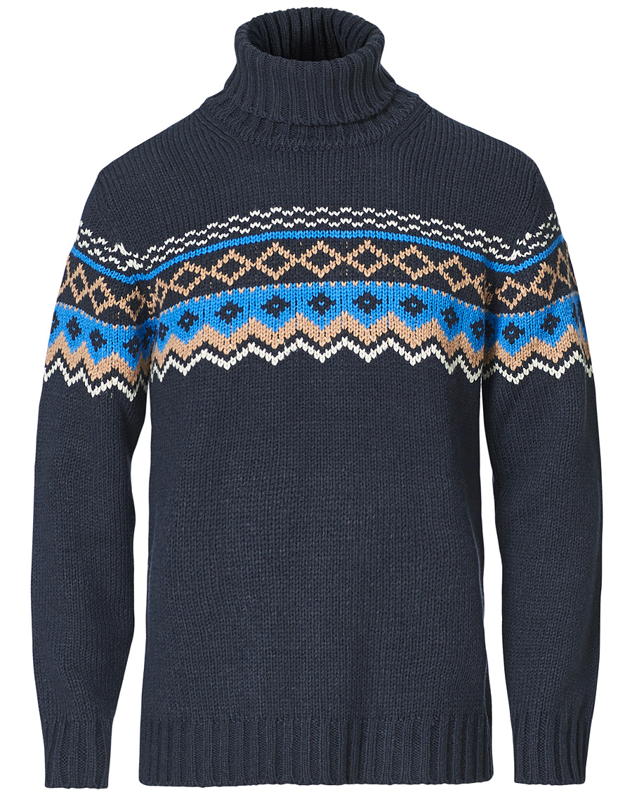 Herr | Tröjor | NN07 | Stein Fair Isle Wool Rollneck Navy