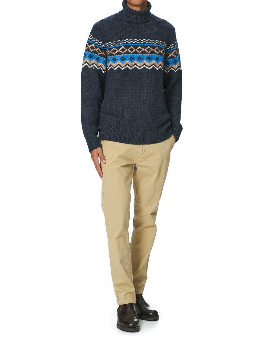 Herr | Tröjor | NN07 | Stein Fair Isle Wool Rollneck Navy