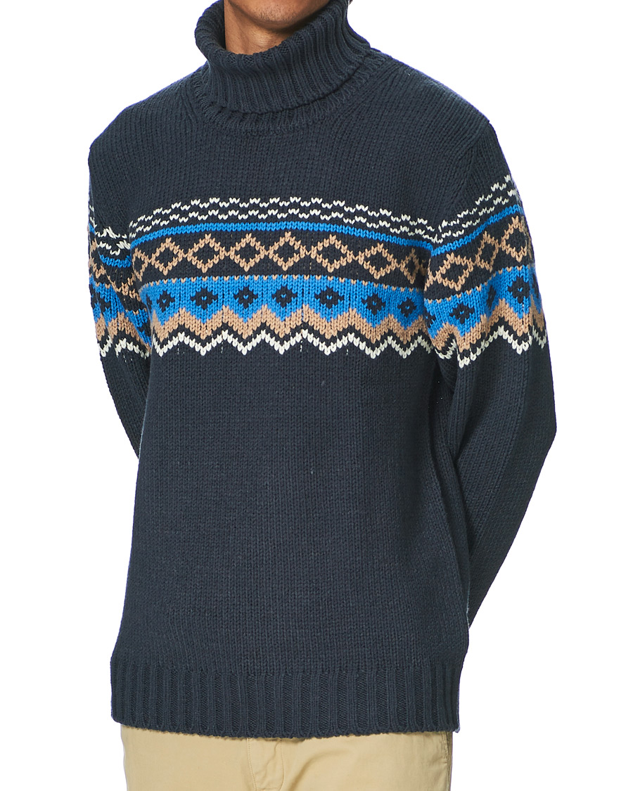 Herr | Tröjor | NN07 | Stein Fair Isle Wool Rollneck Navy