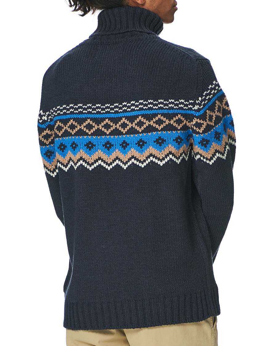 Herr | Tröjor | NN07 | Stein Fair Isle Wool Rollneck Navy