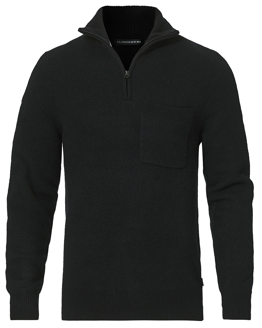 Herr | Tröjor | J.Lindeberg | Cohen Yak Blend Quater Zip Black