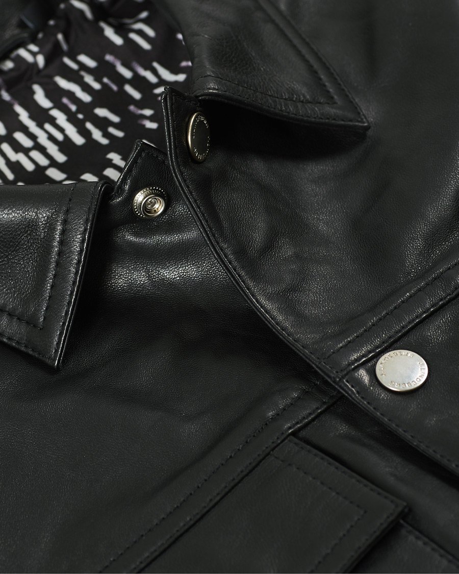 Herr | Skjortor | J.Lindeberg | Lenox Lambsnappa Leather Overshirt Black