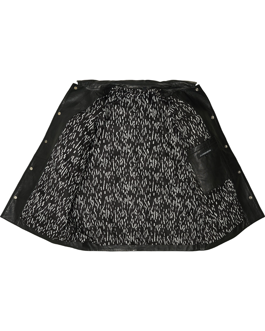 Herr | Skjortor | J.Lindeberg | Lenox Lambsnappa Leather Overshirt Black