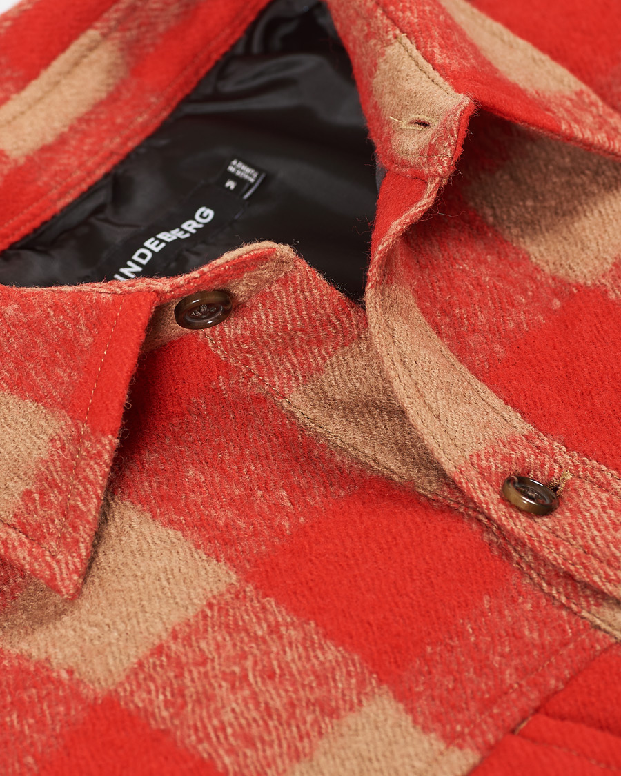 Herr | Skjortor | J.Lindeberg | Gingham Wool Loose Fit Overshirt Red Bell