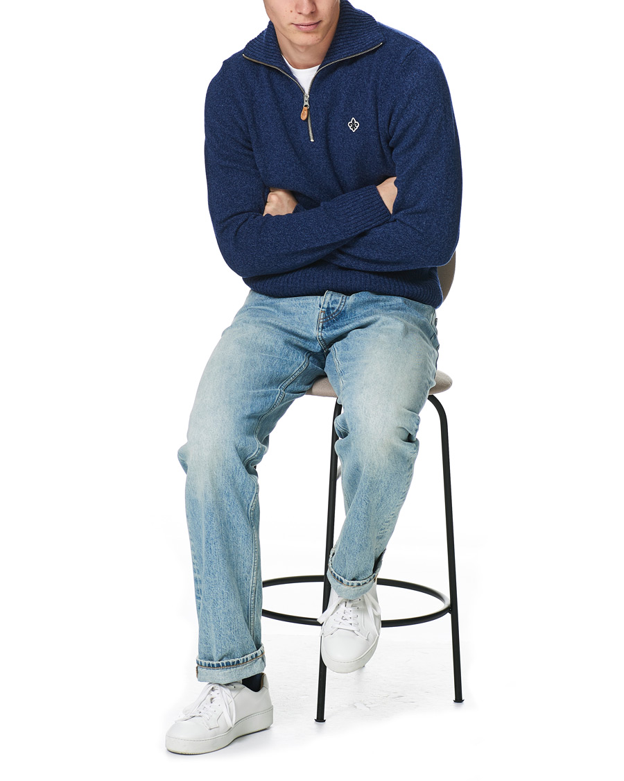 Herr | Tröjor | Morris | Kieran Wool Half Zip Navy