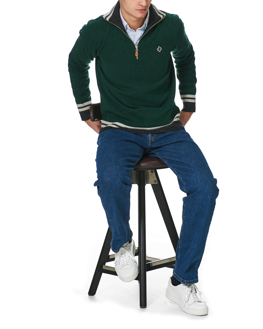 Herr | Tröjor | Morris | Kieran Wool Half Zip Green