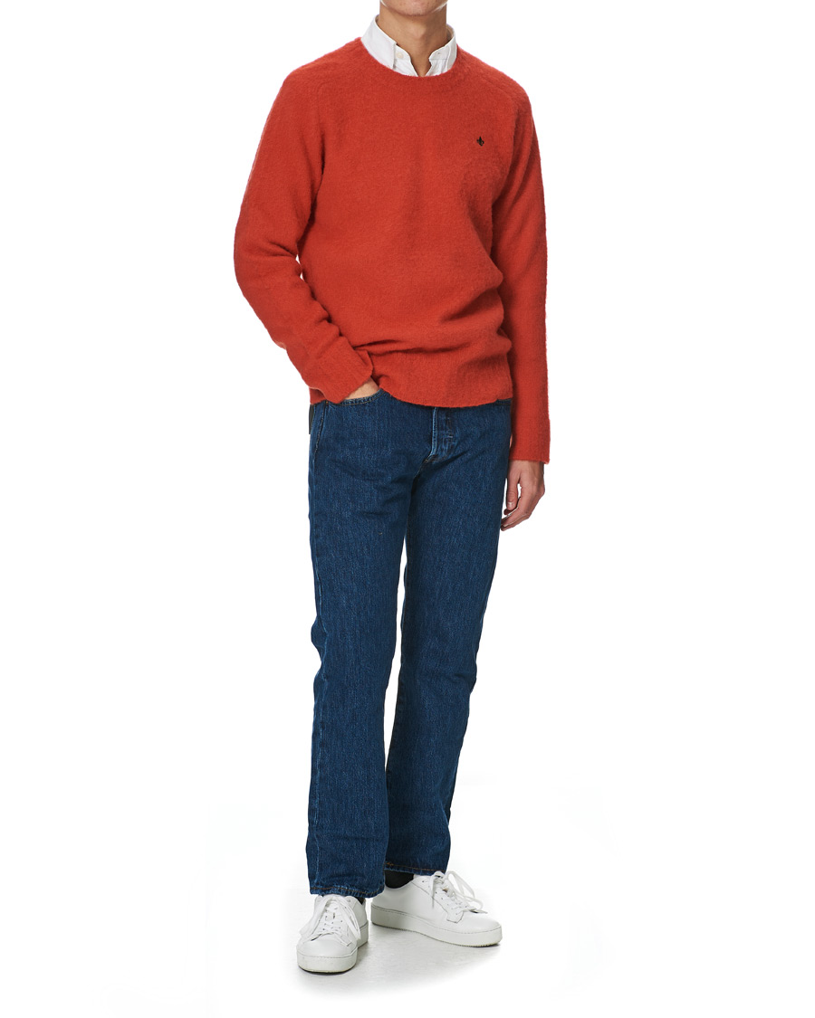 Herr | Tröjor | Morris | Warren Knitted Wool Crew Neck Orange