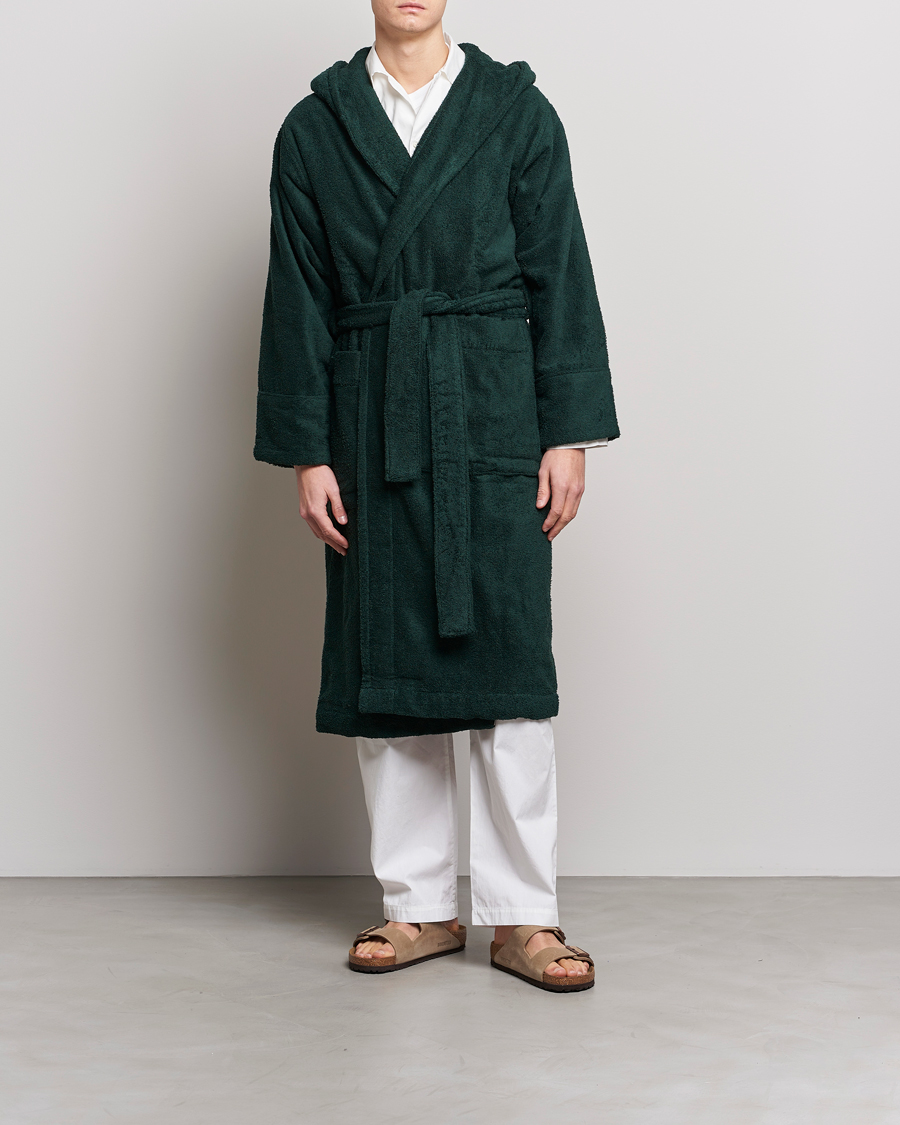 Herr | Pyjamas & Morgonrockar | Tekla | Organic Terry Hooded Bathrobe Forest Green