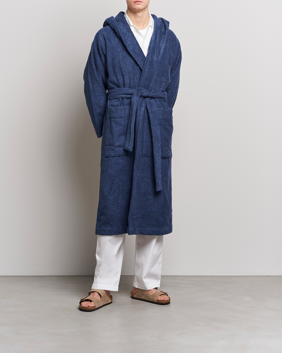 Herr | Pyjamas & Morgonrockar | Tekla | Organic Terry Hooded Bathrobe Navy