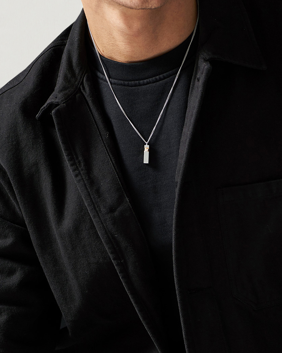 Herr | Tom Wood Mined Cube Pendant Necklace Silver | Tom Wood | Mined Cube Pendant Necklace Silver
