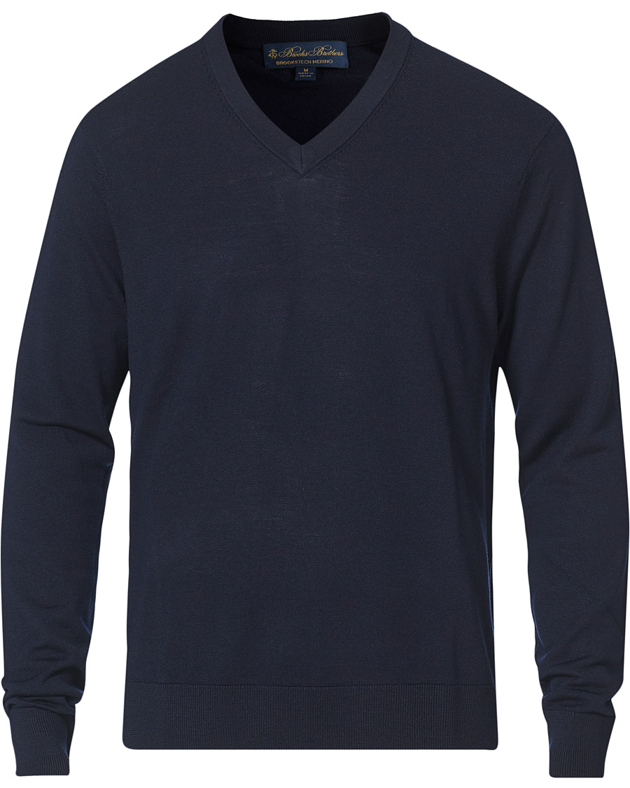 Herr | Tröjor | Brooks Brothers | Washable Merino Wool V-Neck Navy