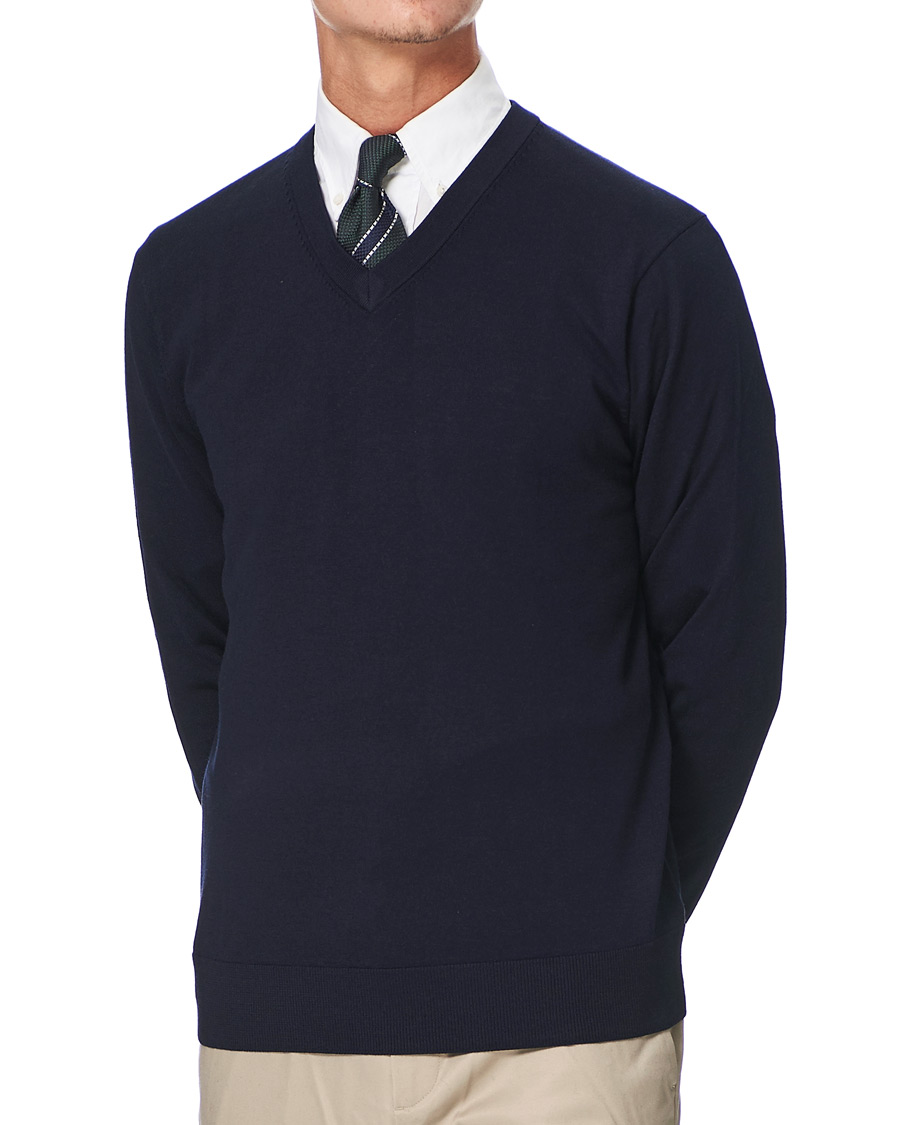 Herr | Tröjor | Brooks Brothers | Washable Merino Wool V-Neck Navy