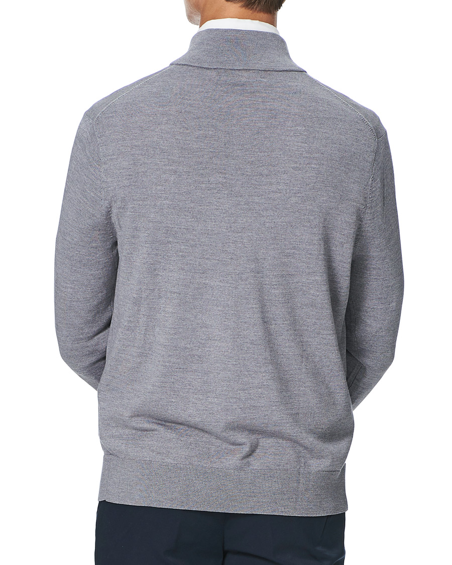 Herr | Tröjor | Brooks Brothers | Washable Merino Wool Half Zip Heather Grey