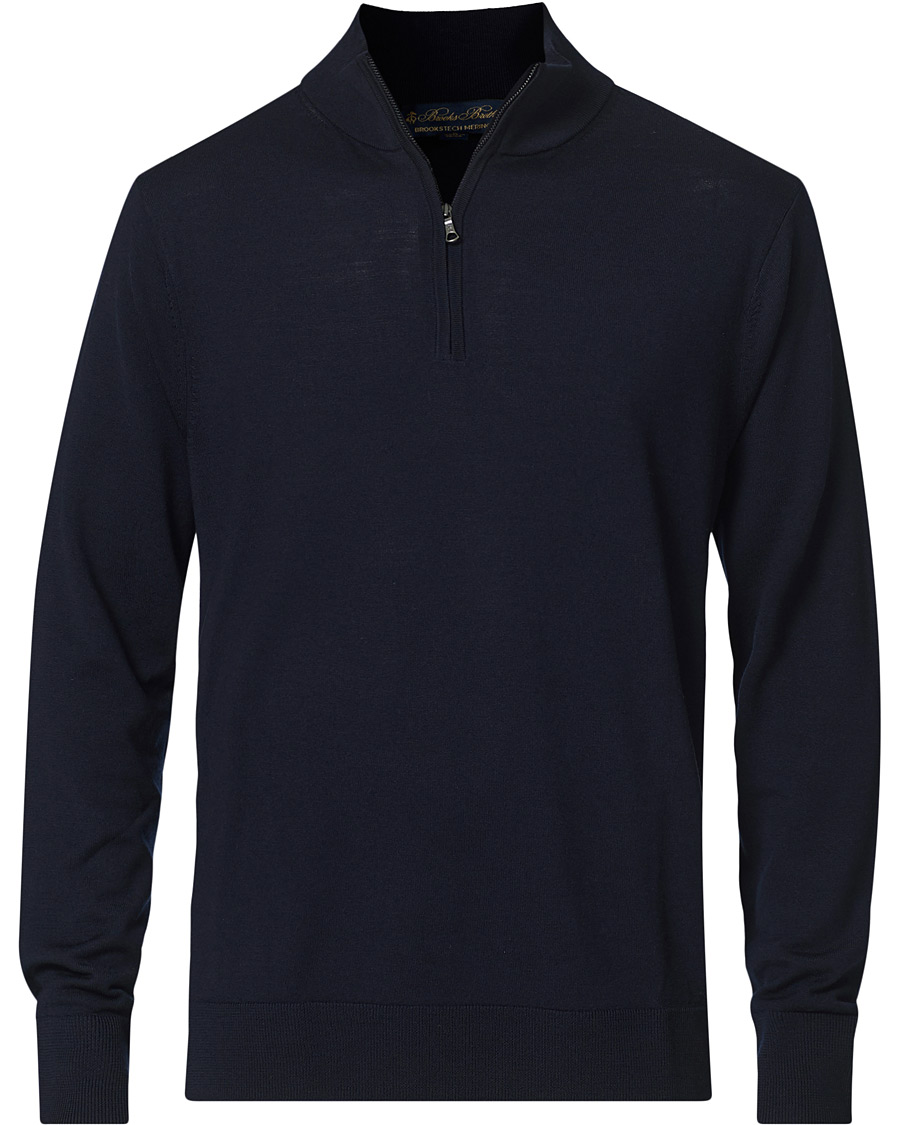 Herr | Tröjor | Brooks Brothers | Washable Merino Wool Half Zip Navy