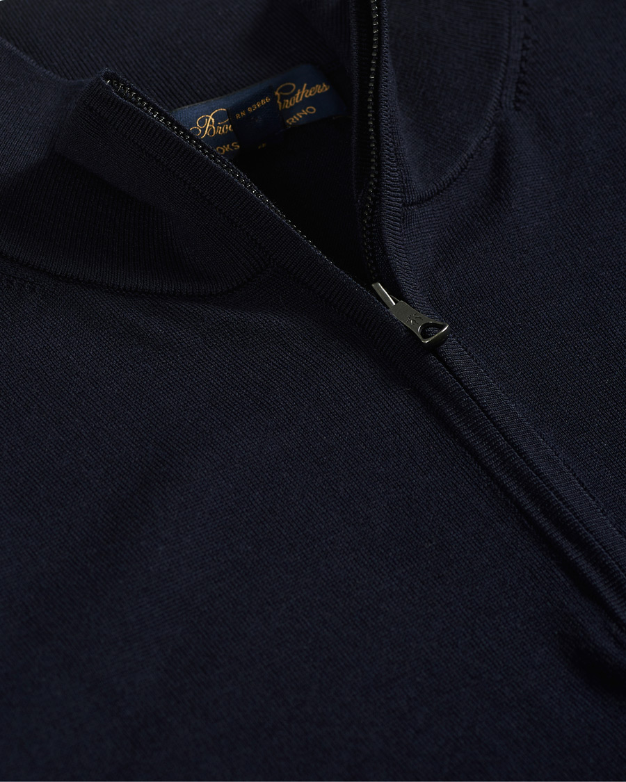 Herr | Tröjor | Brooks Brothers | Washable Merino Wool Half Zip Navy