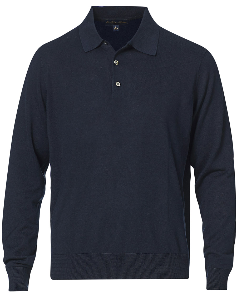 Herr | Tröjor | Brooks Brothers | Cotton/Silk Knitted Polo Navy