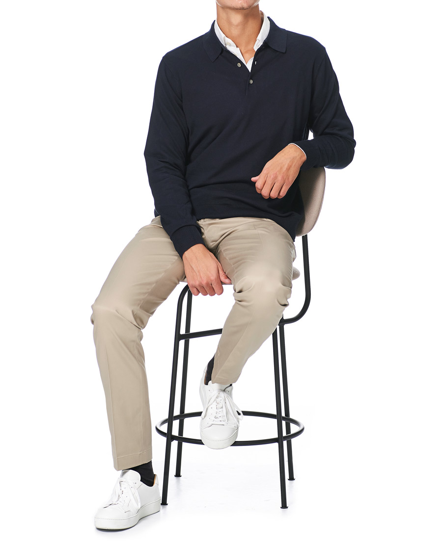Herr | Tröjor | Brooks Brothers | Cotton/Silk Knitted Polo Navy
