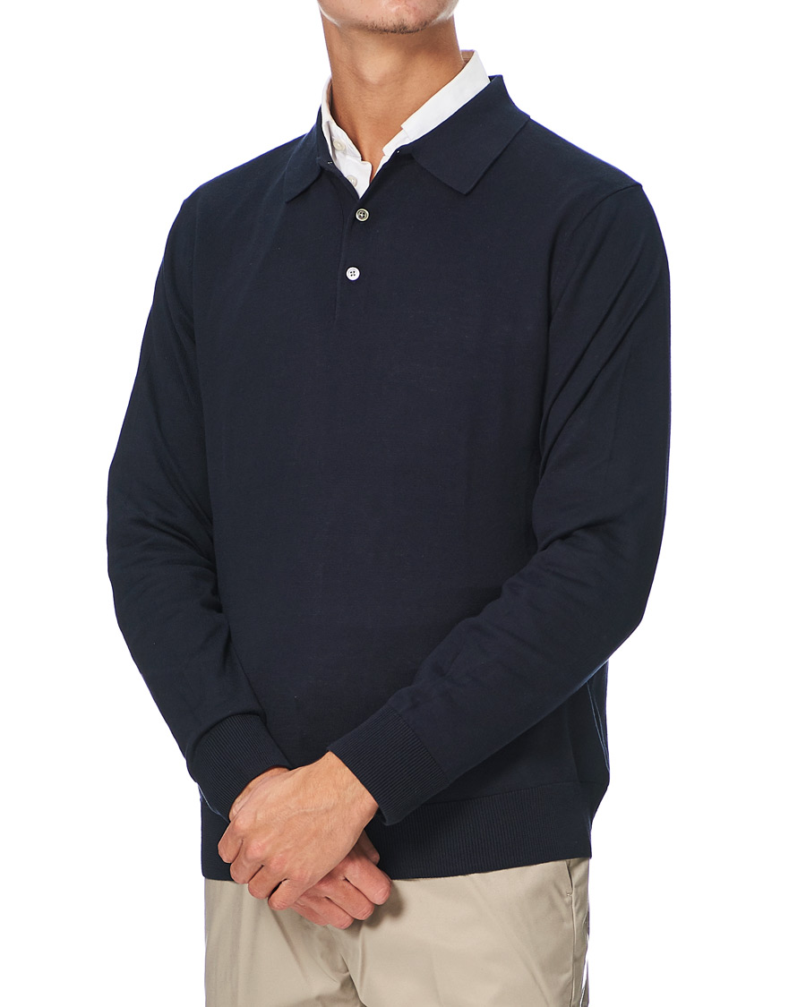 Herr | Tröjor | Brooks Brothers | Cotton/Silk Knitted Polo Navy