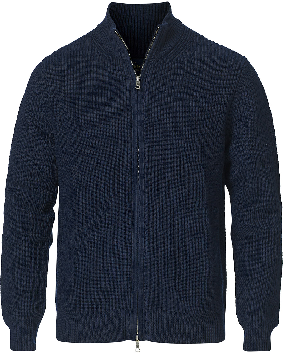 Herr | Tröjor | Brooks Brothers | Shaker Stitch Full Zip Navy