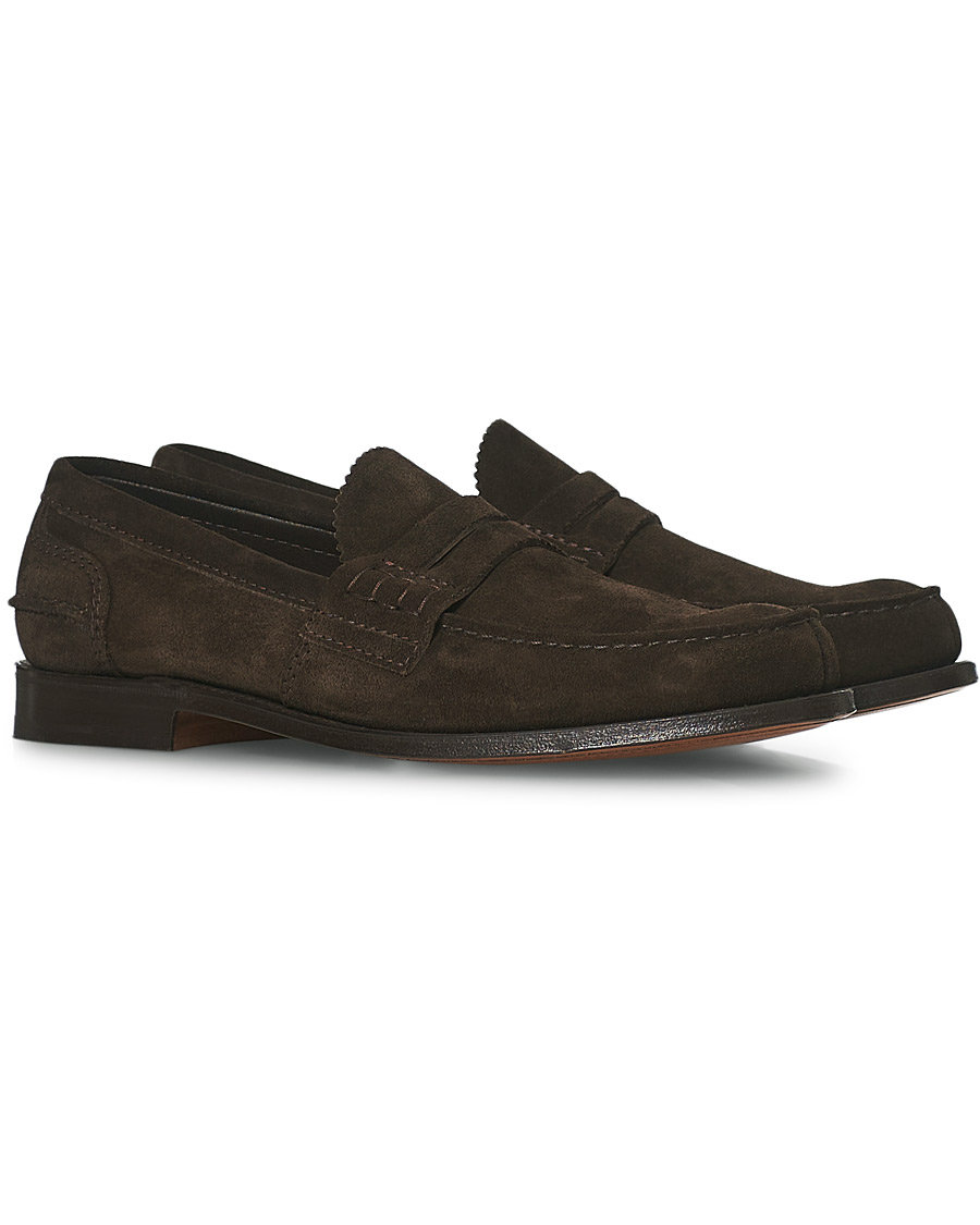 Herr | Church's Pembrey Suede Penny Loafers Dark Brown | Church's | Pembrey Suede Penny Loafers Dark Brown