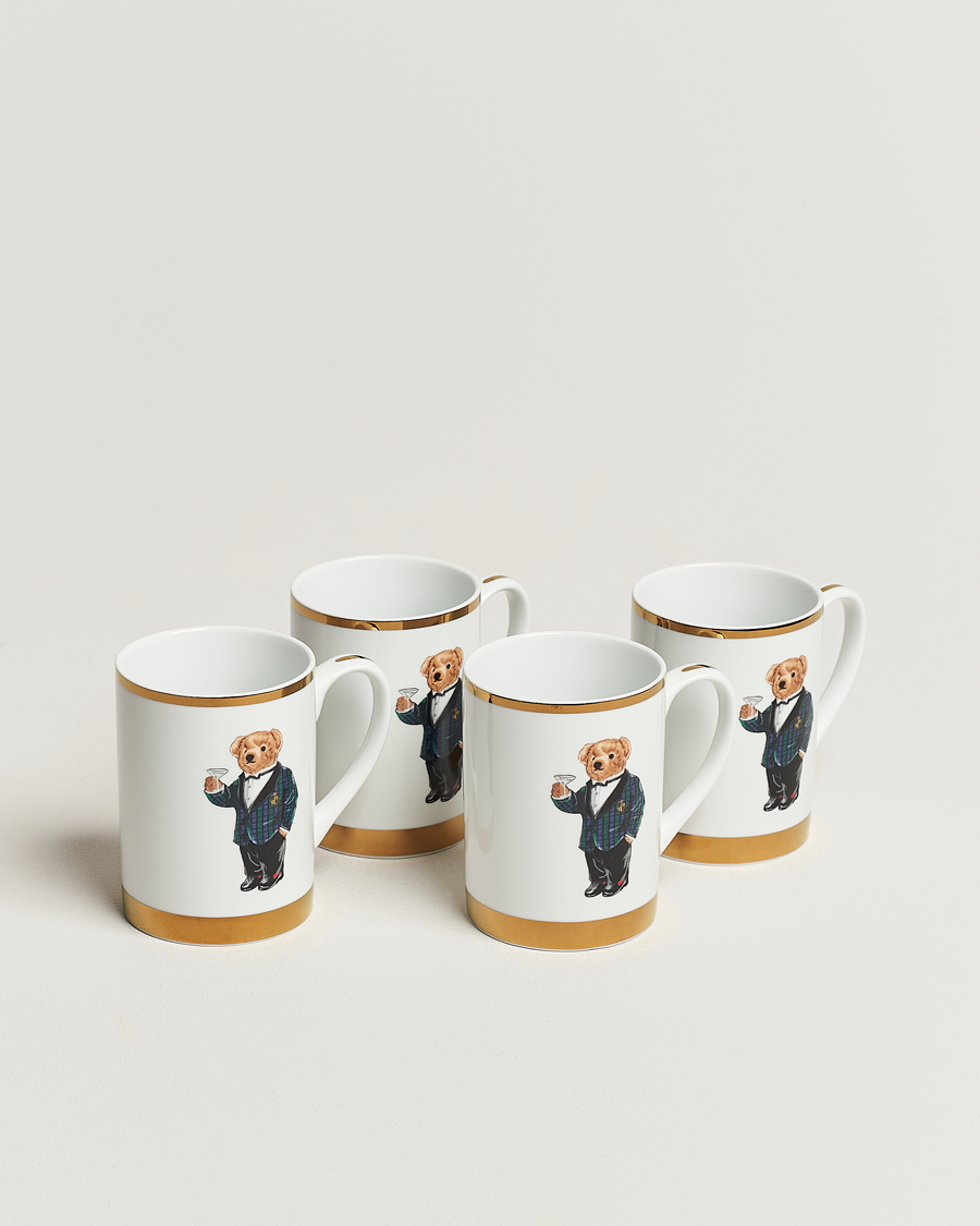 Herr | Till hemmet | Ralph Lauren Home | Thompson Bear Porcelain Mug Set 4pcs White/Gold