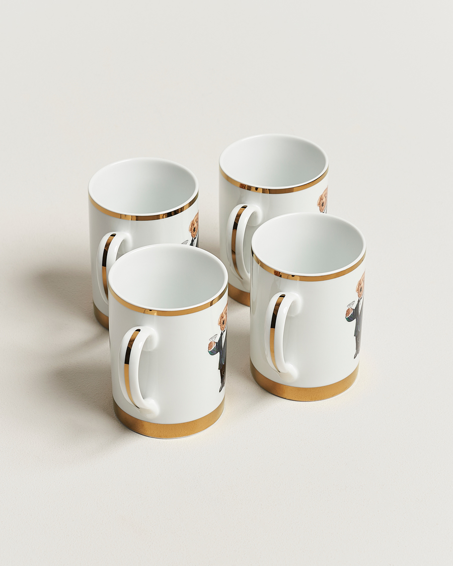 Herr | Till hemmet | Ralph Lauren Home | Thompson Bear Porcelain Mug Set 4pcs White/Gold