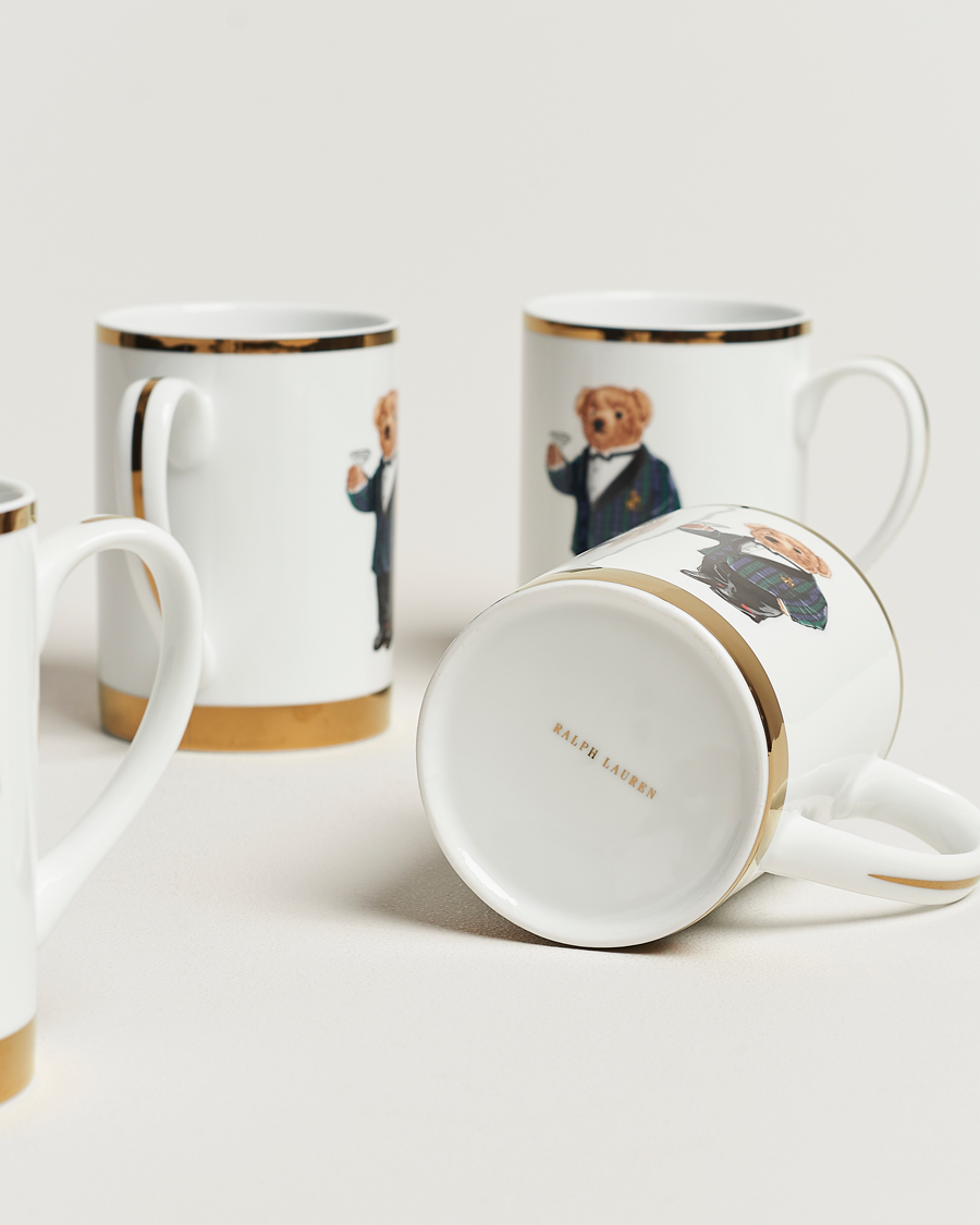 Herr | Till hemmet | Ralph Lauren Home | Thompson Bear Porcelain Mug Set 4pcs White/Gold