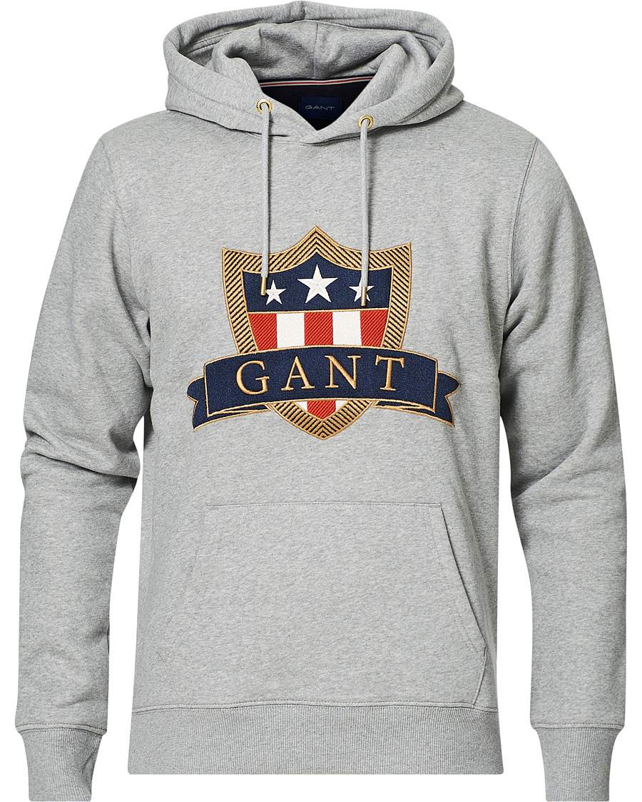 Herr | Tröjor | GANT | Banner Shield Hoodie Grey Melange