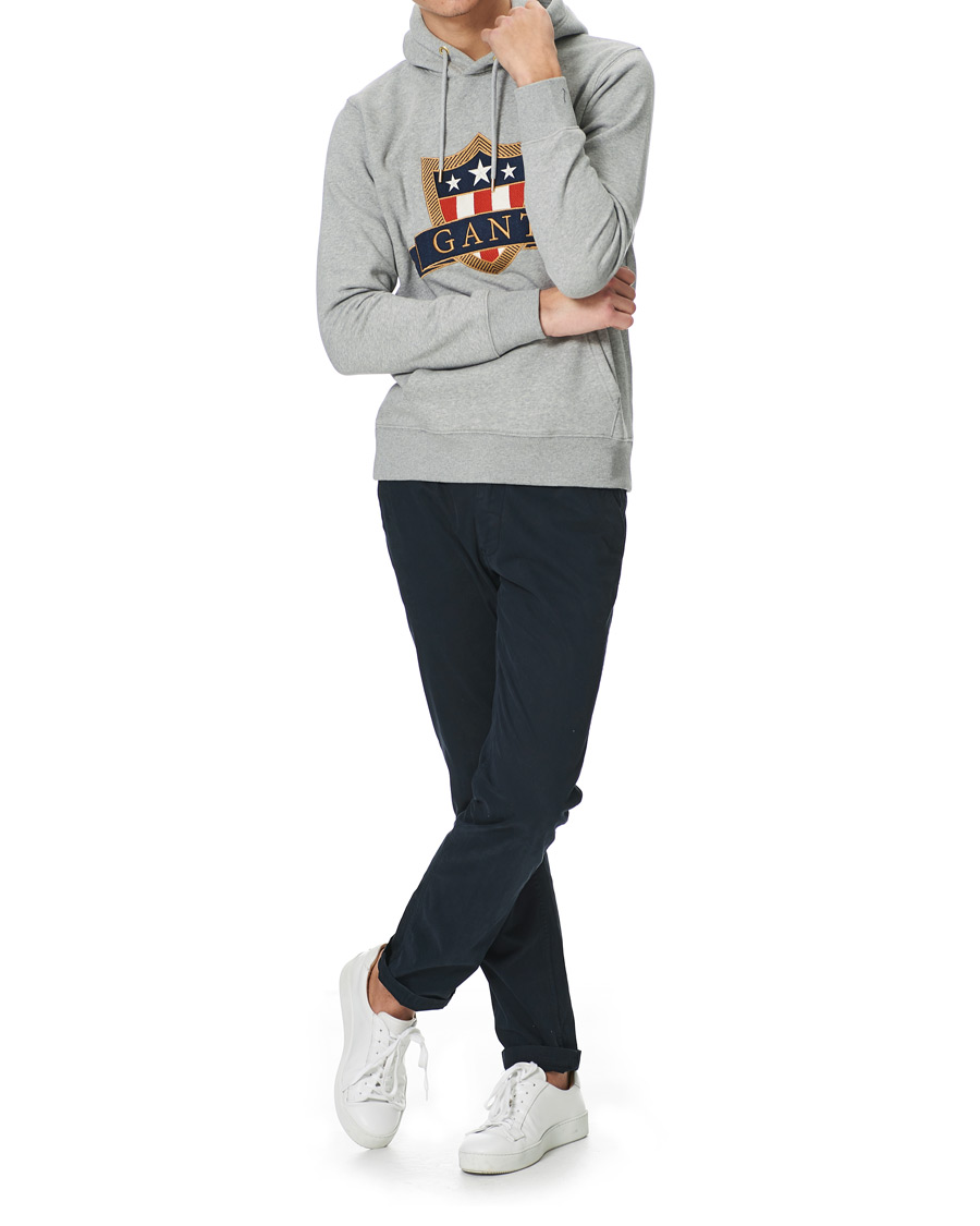 Herr | Tröjor | GANT | Banner Shield Hoodie Grey Melange