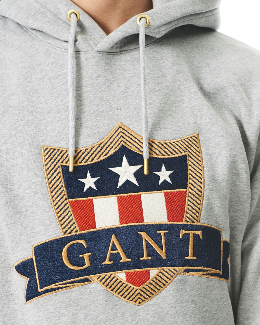 Herr | Tröjor | GANT | Banner Shield Hoodie Grey Melange
