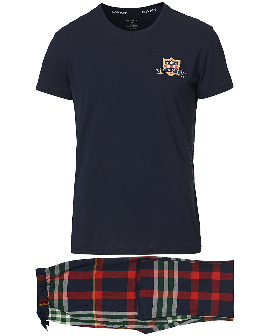 Herr | Pyjamas & Morgonrockar | GANT | Tartan Flannel T-shirt Pyjama Set Evening Blue