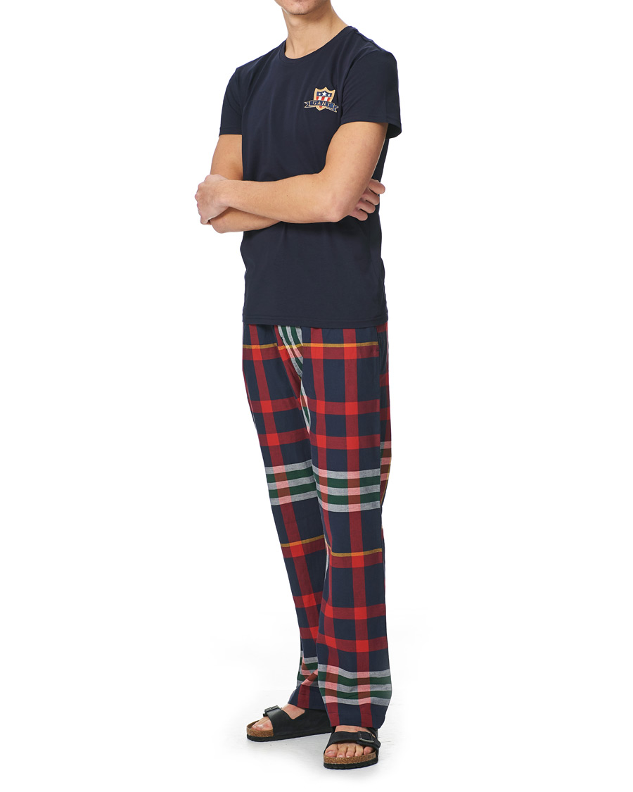 Herr | Pyjamas & Morgonrockar | GANT | Tartan Flannel T-shirt Pyjama Set Evening Blue