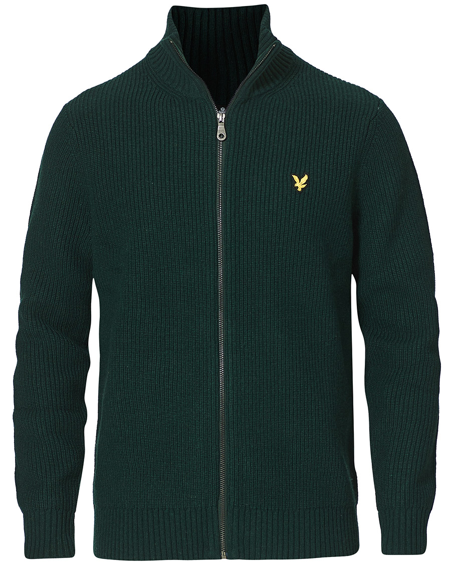 Herr | Tröjor | Lyle & Scott | Knitted RIB Zip Through Cardigan Dark Green