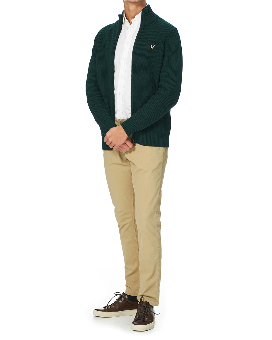 Herr | Tröjor | Lyle & Scott | Knitted RIB Zip Through Cardigan Dark Green