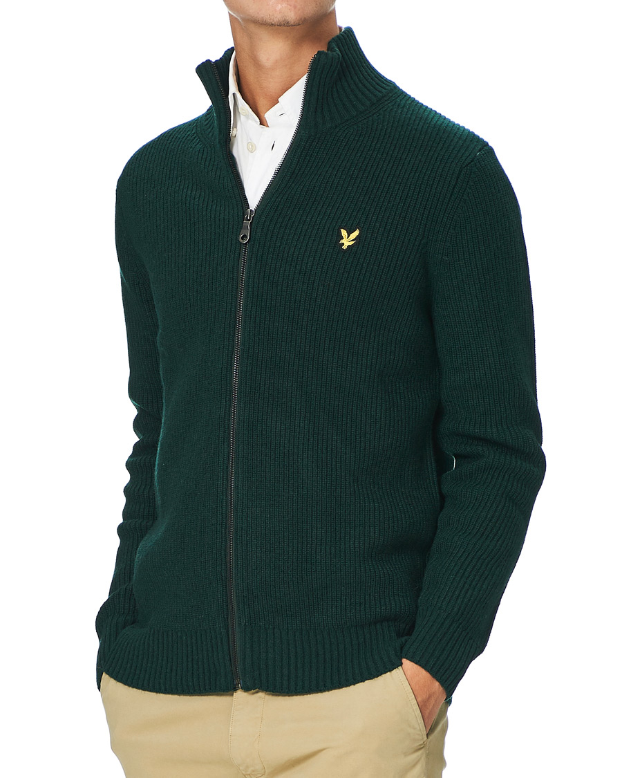 Herr | Tröjor | Lyle & Scott | Knitted RIB Zip Through Cardigan Dark Green