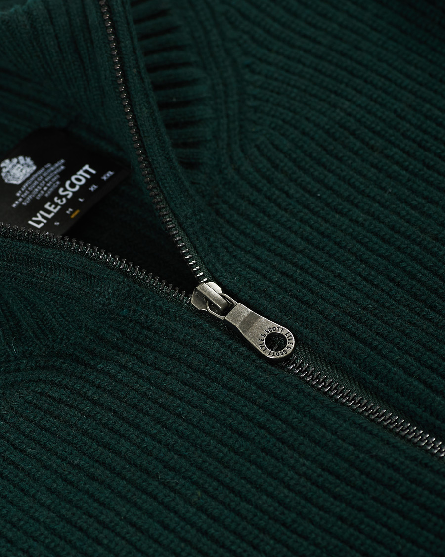 Herr | Tröjor | Lyle & Scott | Knitted RIB Zip Through Cardigan Dark Green