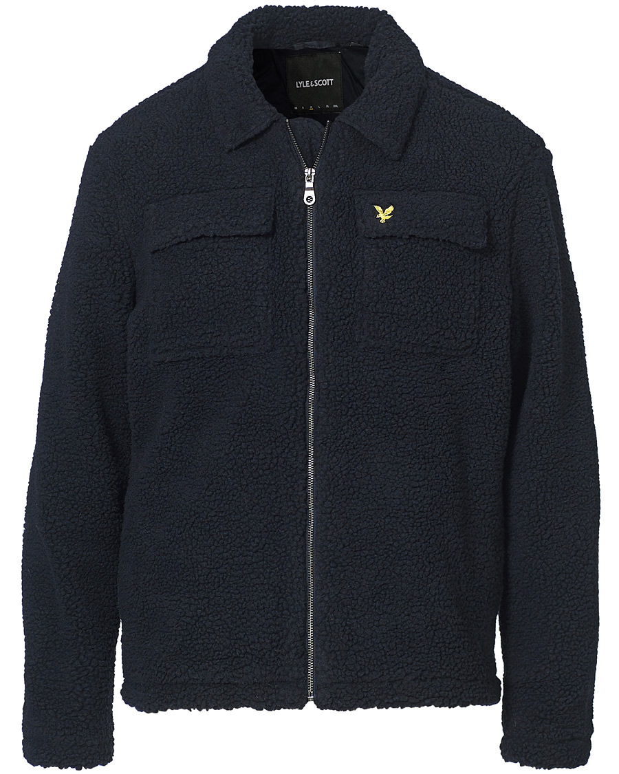 Herr | Jackor | Lyle & Scott | Collared Pile Jacket Dark Navy