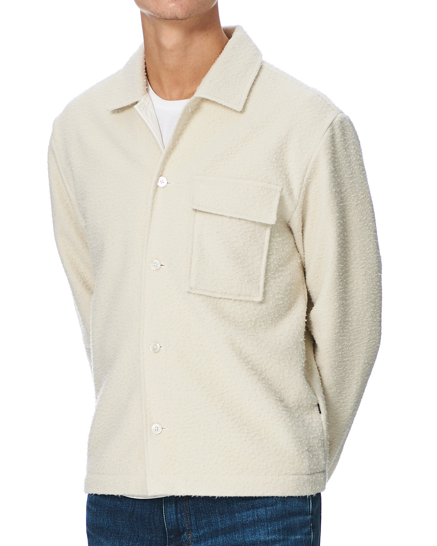Herr | Tröjor | BOSS BLACK | BOSS Nolan Boiled Wool Full Zip Sweater Open White