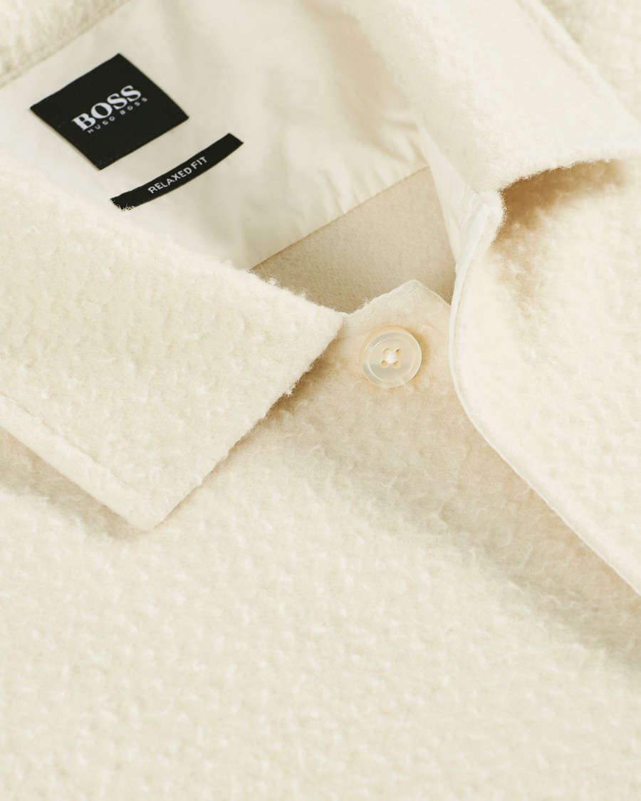 Herr | Tröjor | BOSS BLACK | BOSS Nolan Boiled Wool Full Zip Sweater Open White